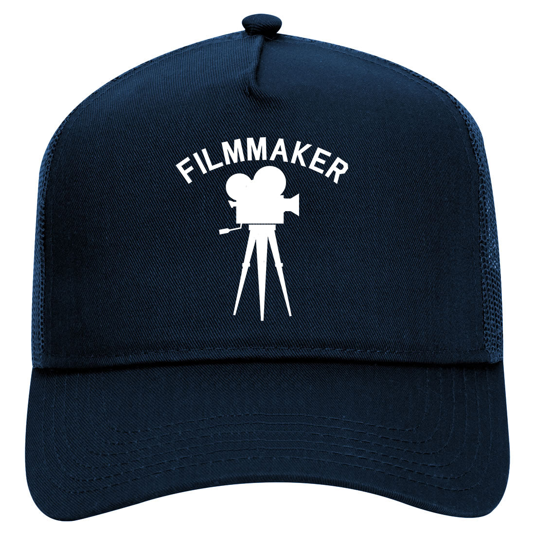 Filmmaker Camera Mens Mesh Trucker Hat Navy Blue