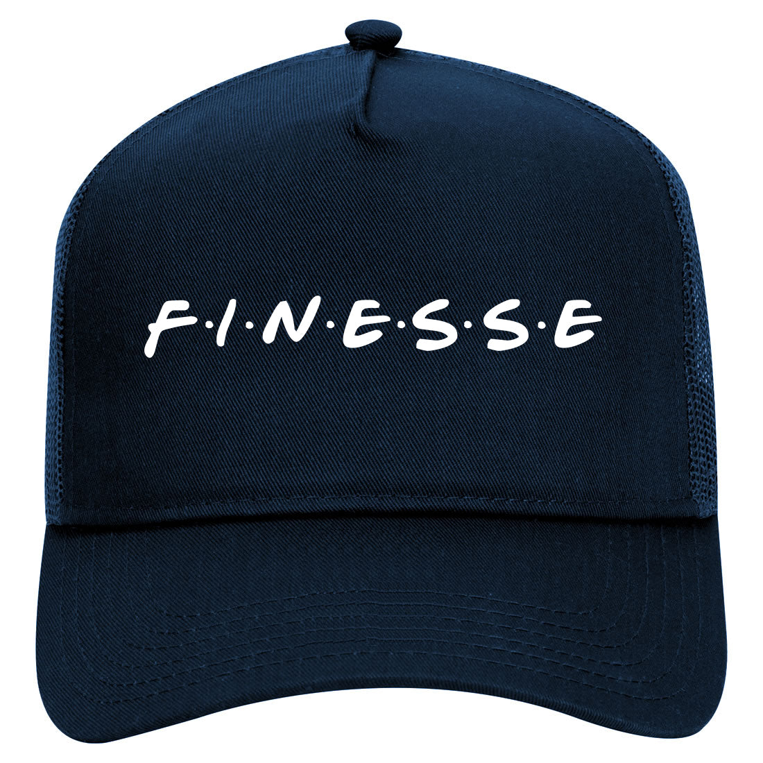 Finesse Friends Mens Mesh Trucker Hat Navy Blue