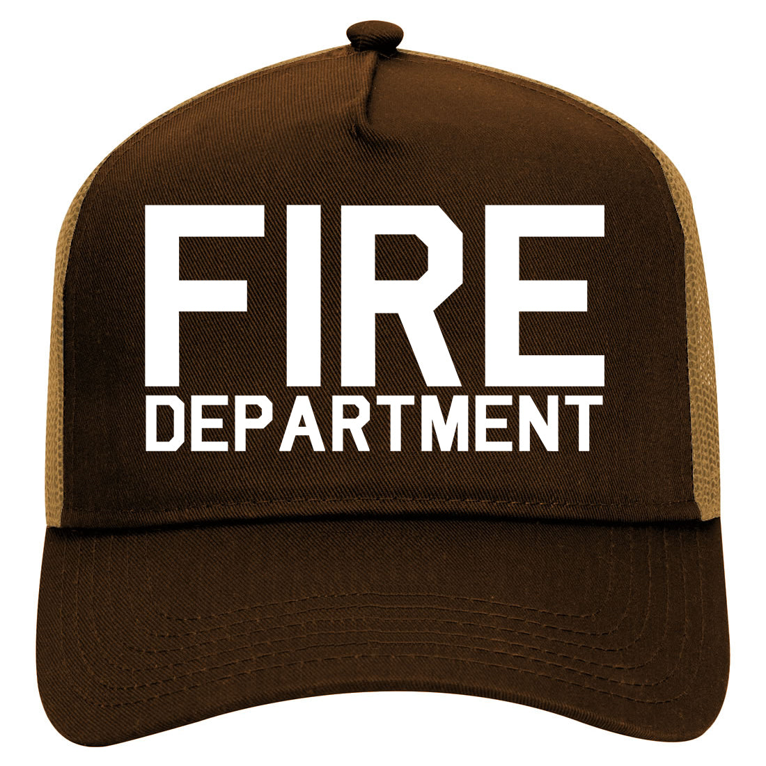 Fire Department Dept Mens Mesh Trucker Hat Brown
