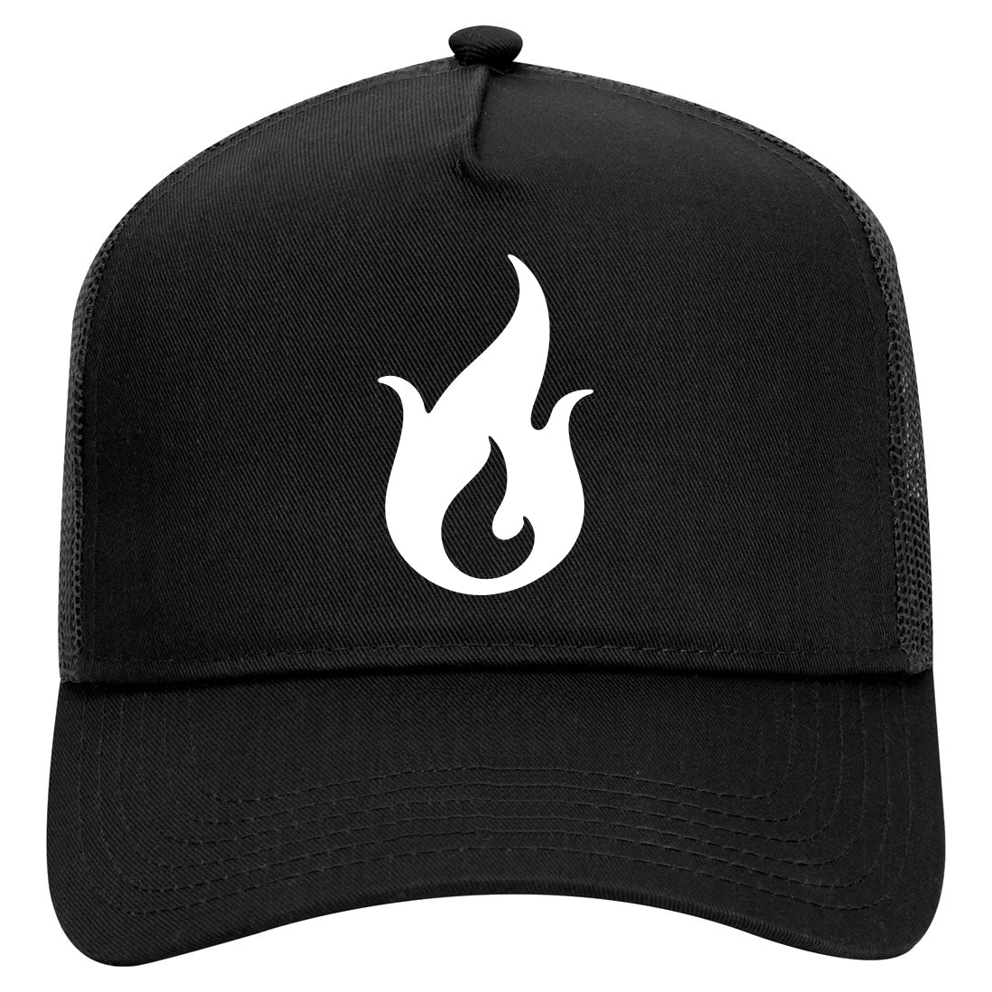 Fire Symbol Mens Mesh Trucker Hat Black