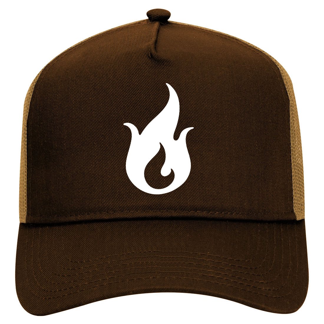 Fire Symbol Mens Mesh Trucker Hat Brown