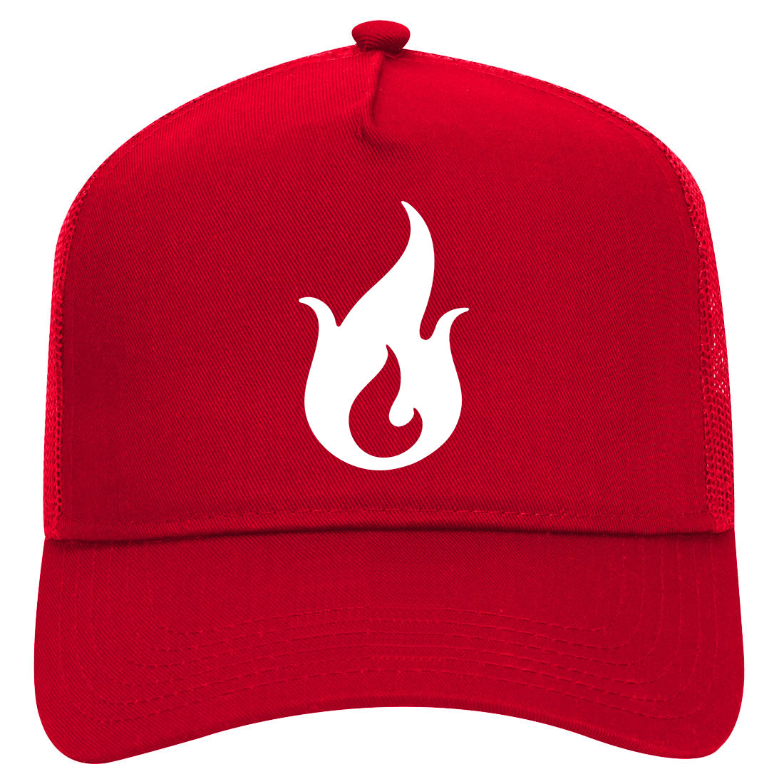 Fire Symbol Mens Mesh Trucker Hat Red