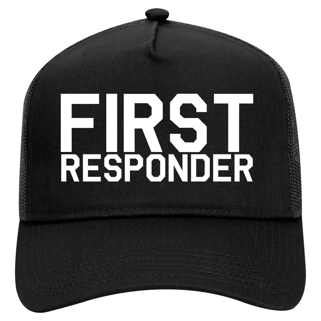 First Responder Firefighter Mens Mesh Trucker Hat Black