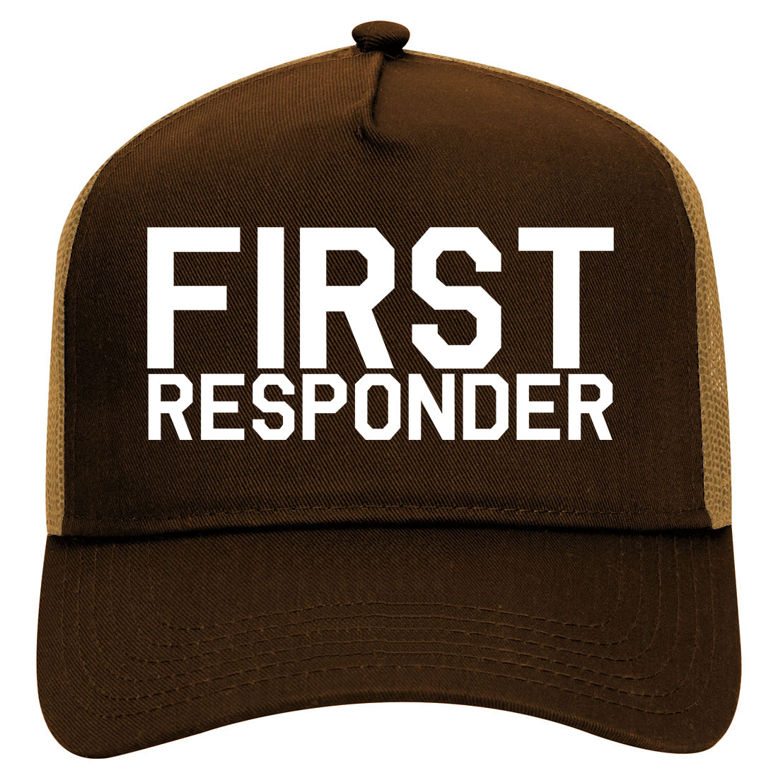 First Responder Firefighter Mens Mesh Trucker Hat Brown