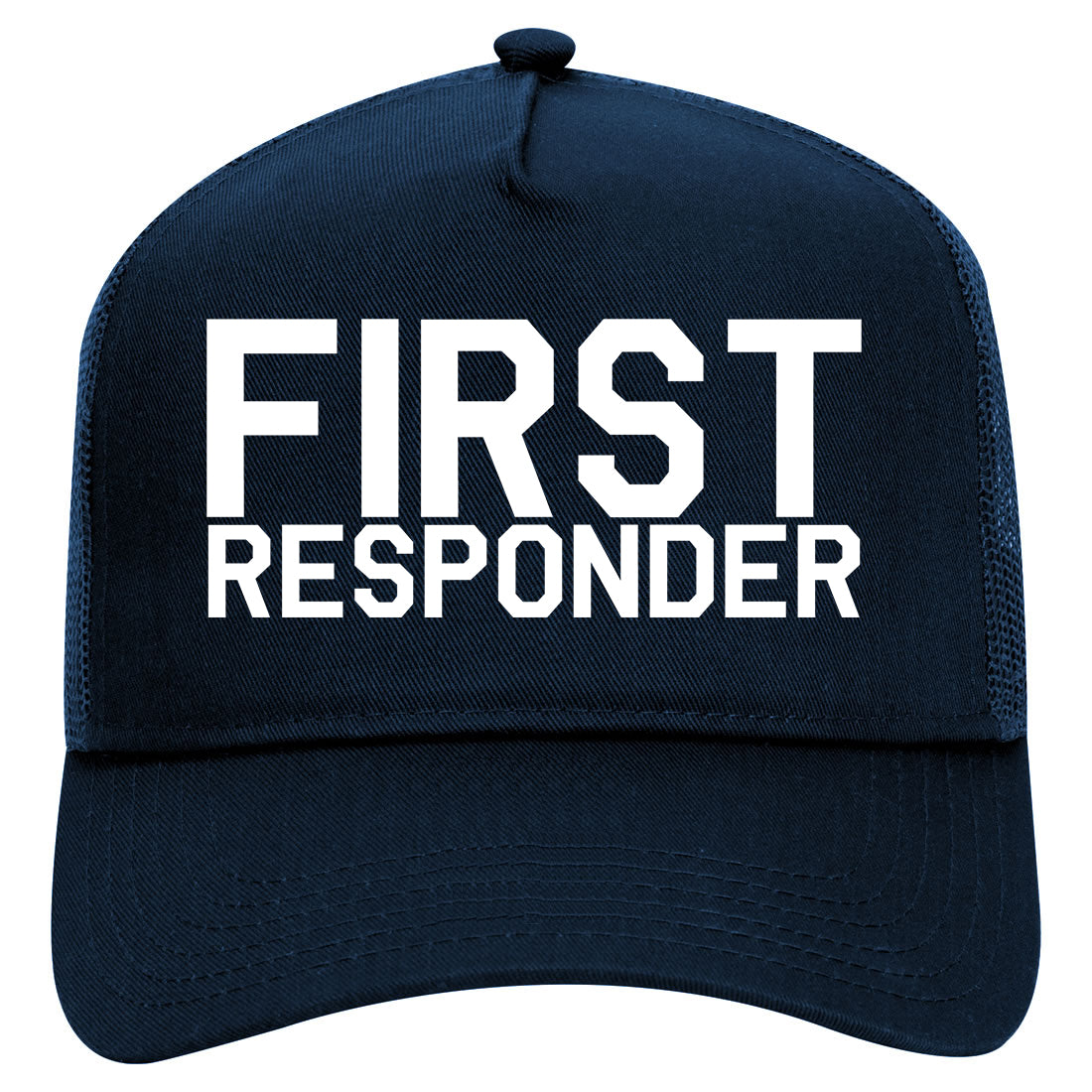 First Responder Firefighter Mens Mesh Trucker Hat Navy Blue