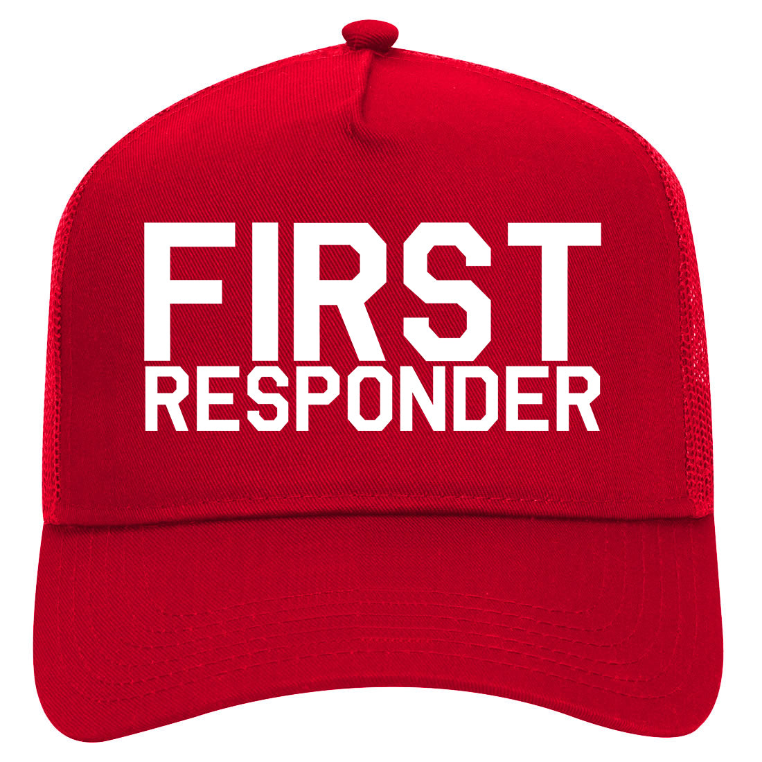 First Responder Firefighter Mens Mesh Trucker Hat Red