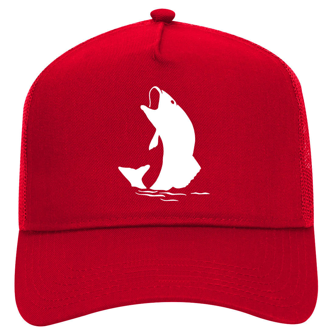 Fish Fisherman Mens Mesh Trucker Hat Red