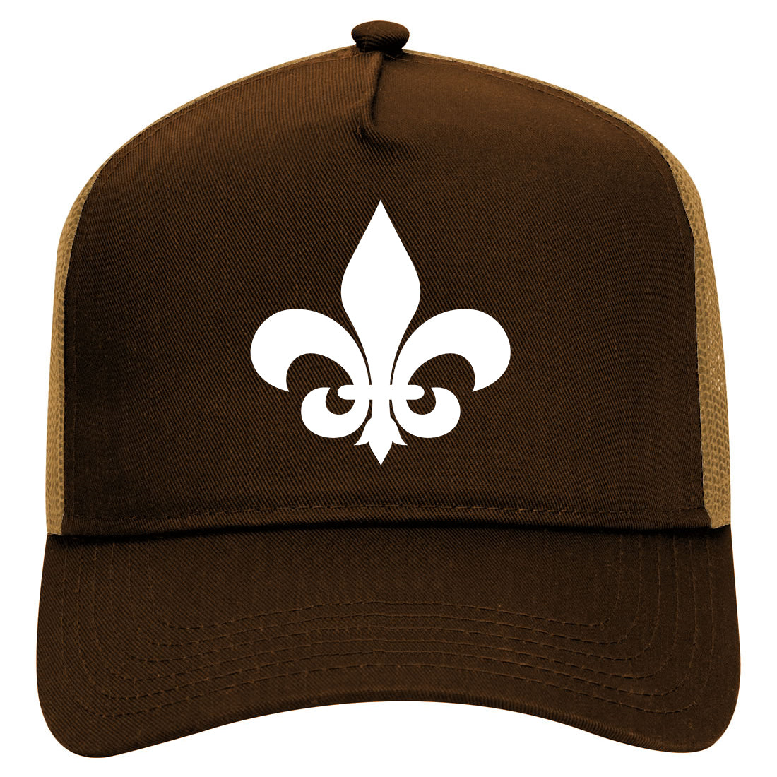 Fleur De Lis Mens Mesh Trucker Hat Brown