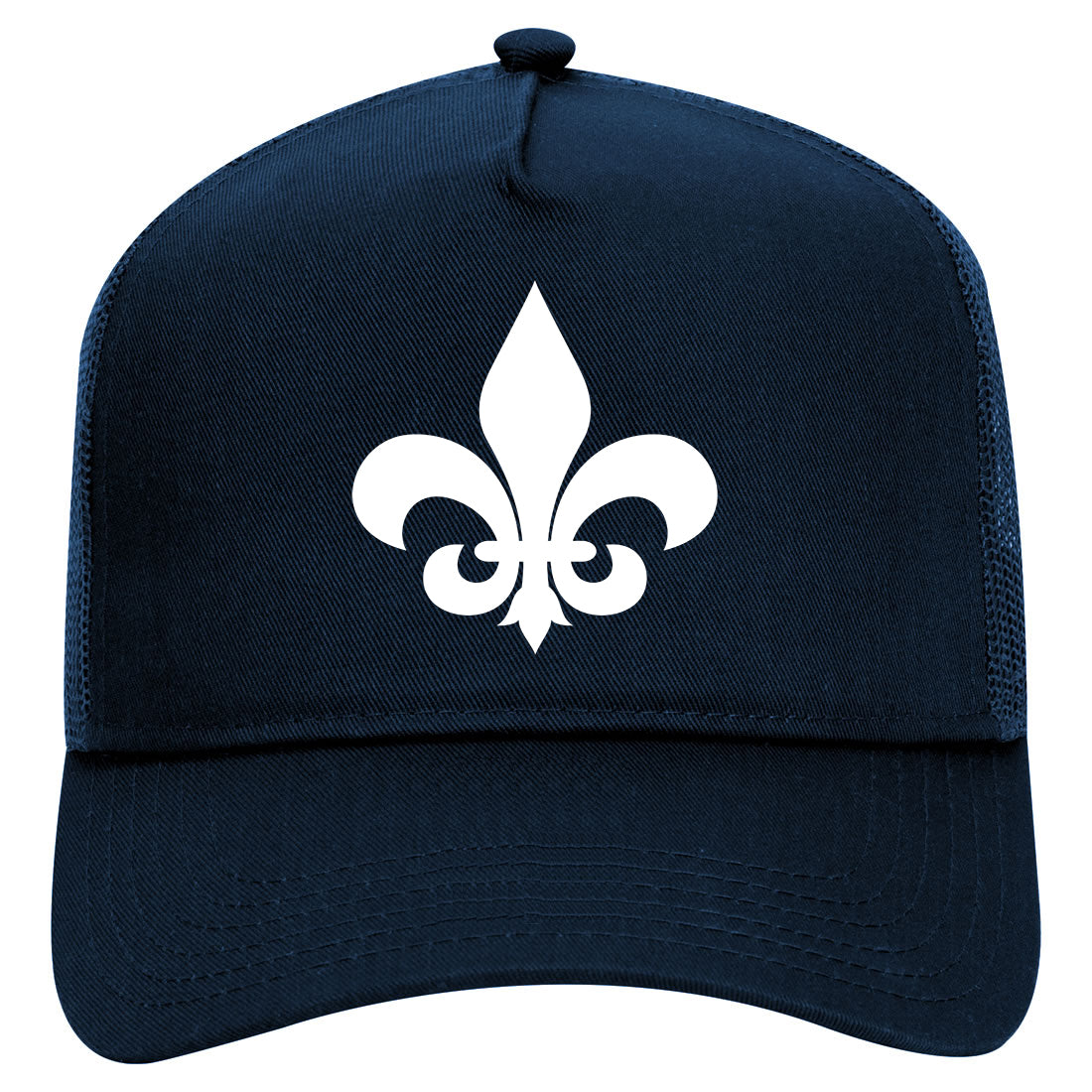 Fleur De Lis Mens Mesh Trucker Hat Navy Blue