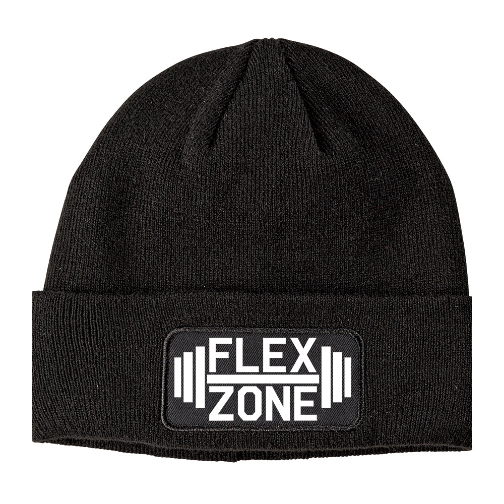 Flex Zone Fitness Gym Winter Knit Adult Beanie Hat Black