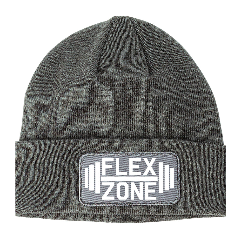 Flex Zone Fitness Gym Winter Knit Adult Beanie Hat Grey