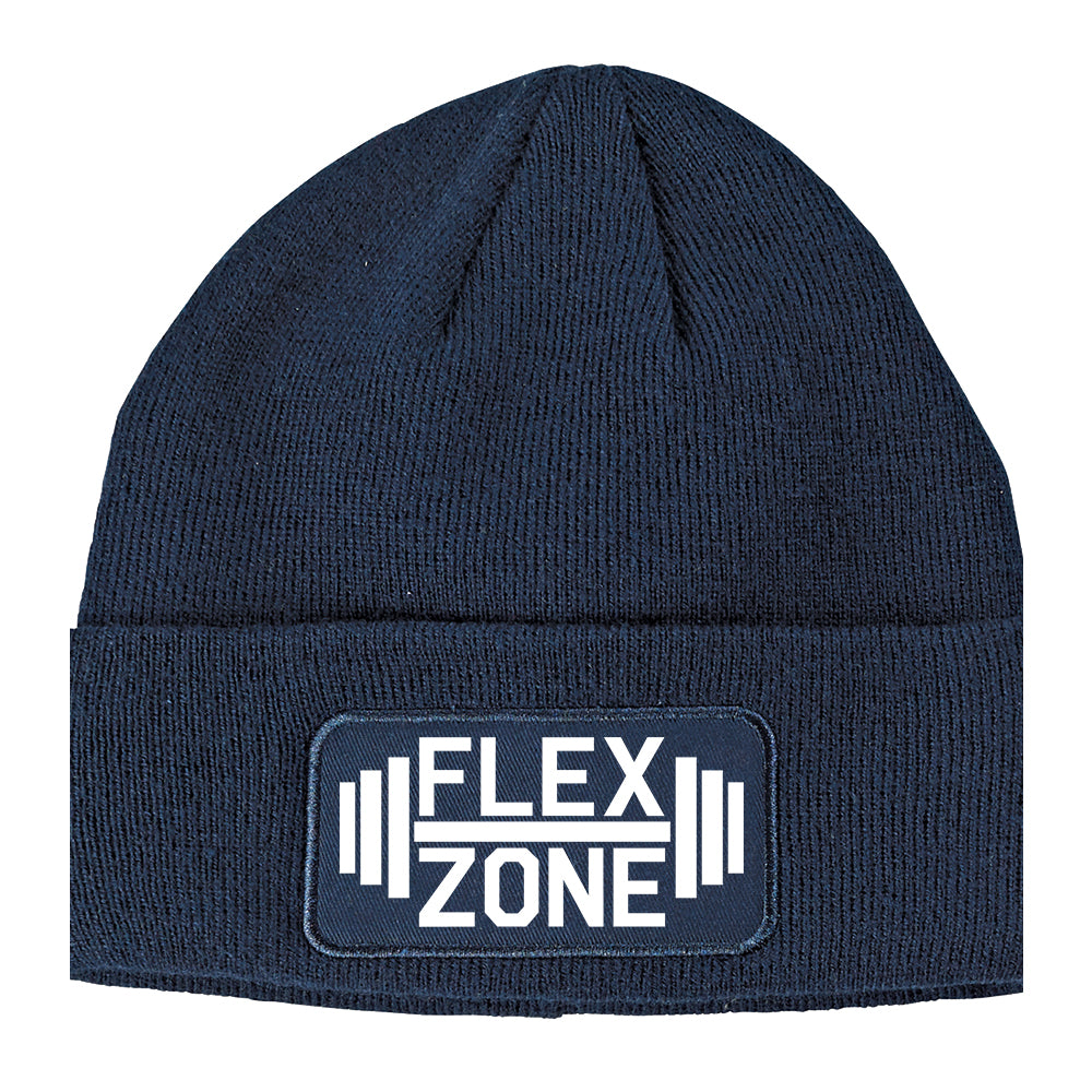 Flex Zone Fitness Gym Winter Knit Adult Beanie Hat Navy Blue