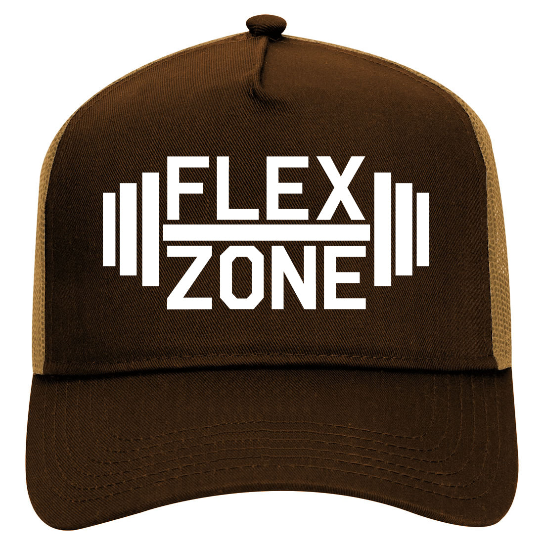 Flex Zone Fitness Gym Mens Mesh Trucker Hat Brown