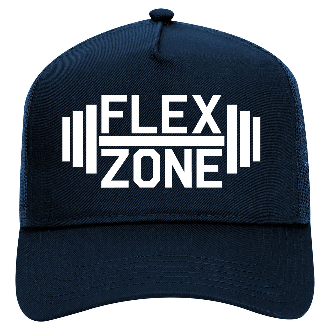 Flex Zone Fitness Gym Mens Mesh Trucker Hat Navy Blue