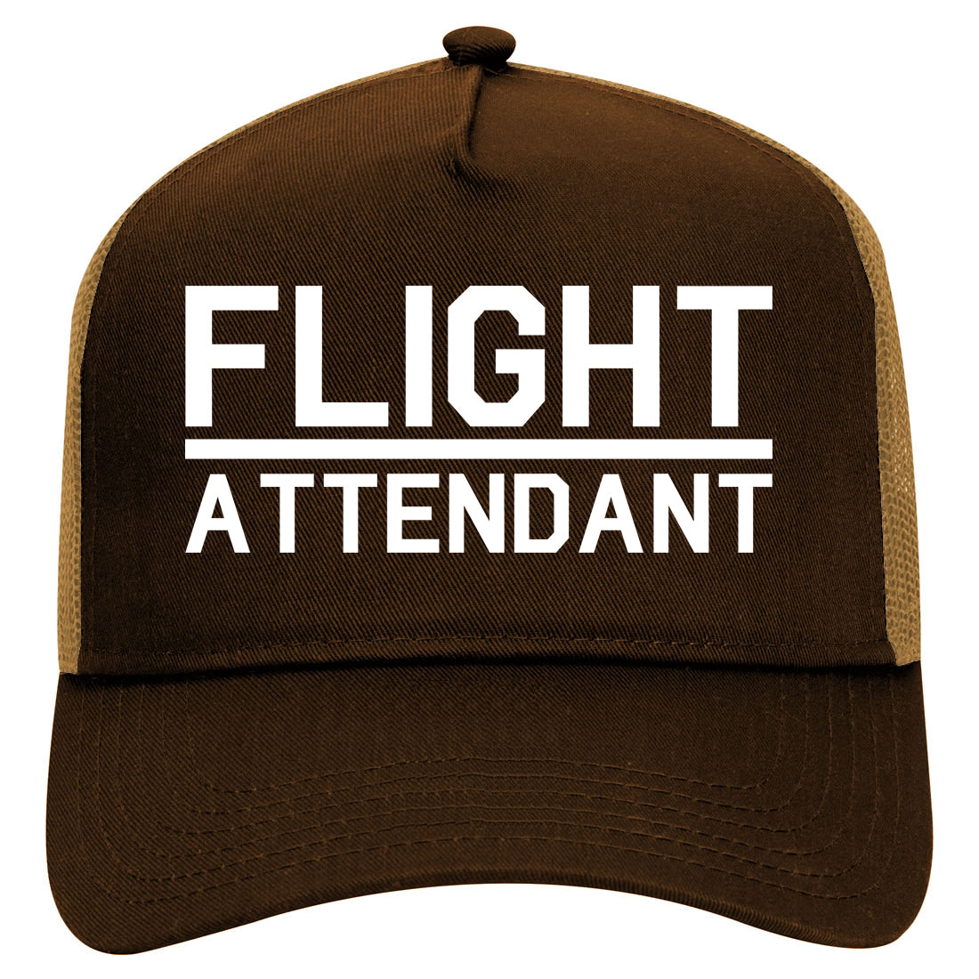 Flight Attendant Stewardess Mens Mesh Trucker Hat Brown