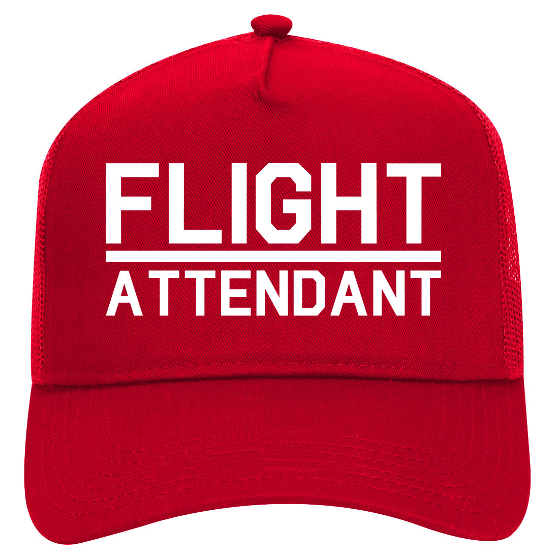 Flight Attendant Stewardess Mens Mesh Trucker Hat Red