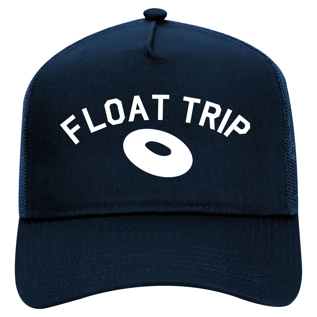 Float Trip River Mens Mesh Trucker Hat Navy Blue