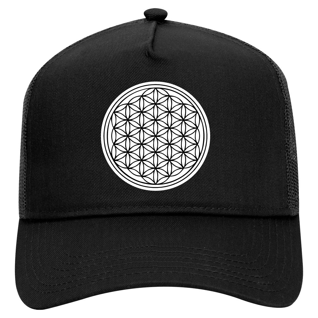 Flower Of Life Mens Mesh Trucker Hat Black