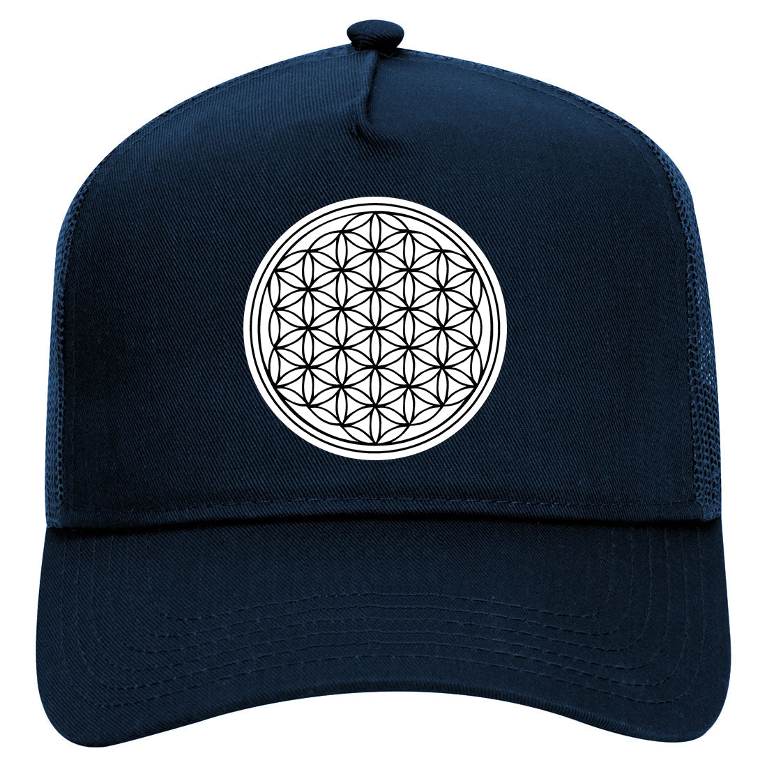Flower Of Life Mens Mesh Trucker Hat Navy Blue