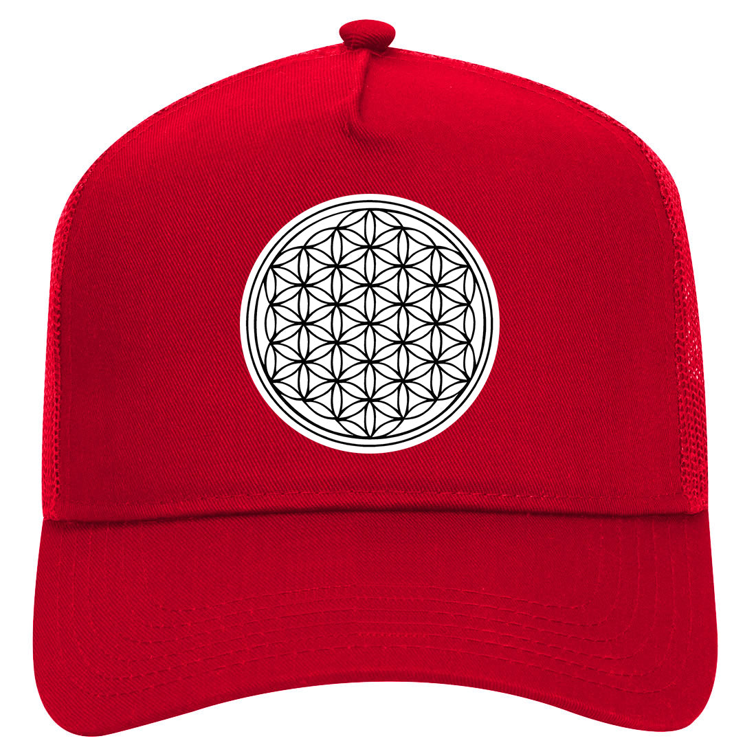 Flower Of Life Mens Mesh Trucker Hat Red