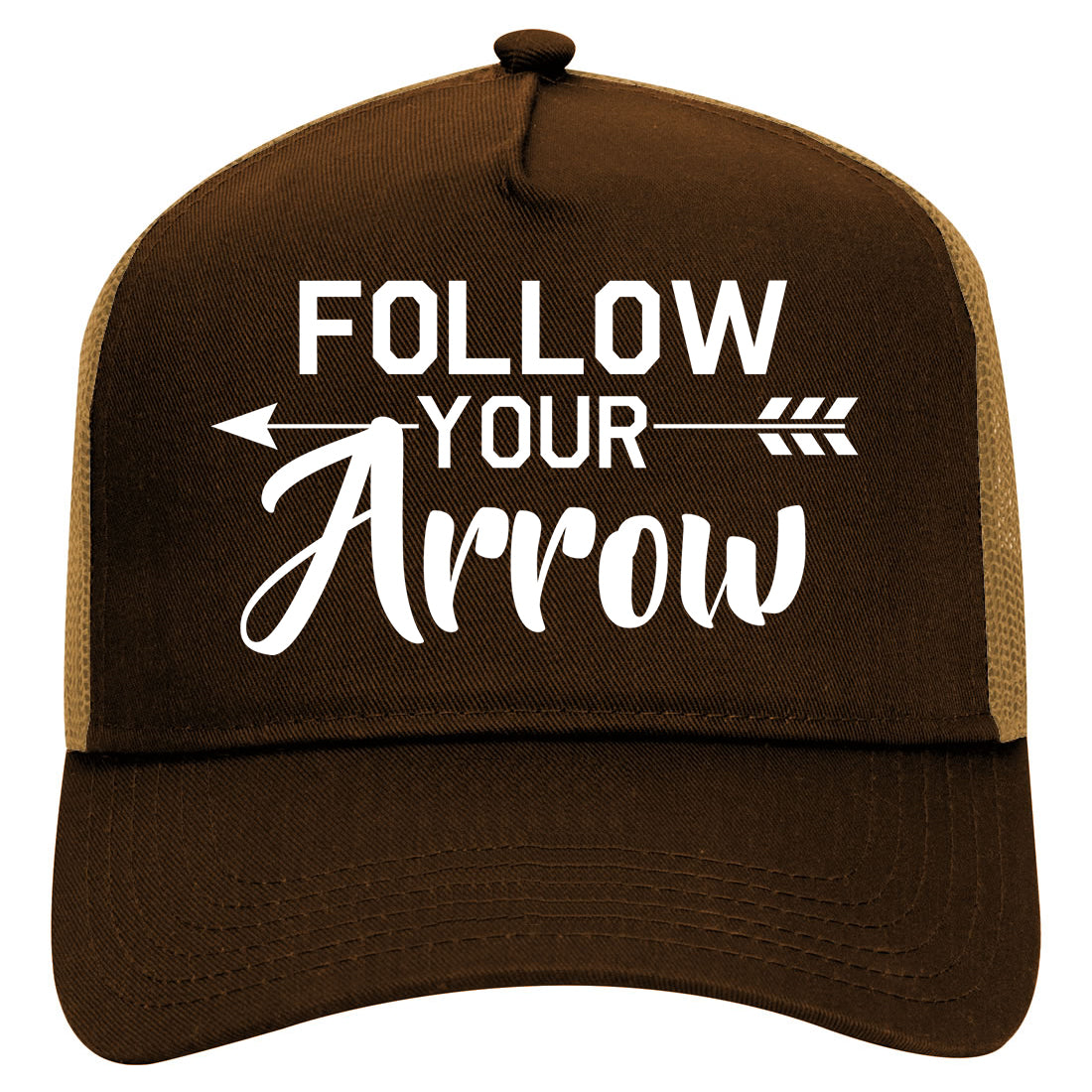 Follow Your Arrow Mens Mesh Trucker Hat Brown