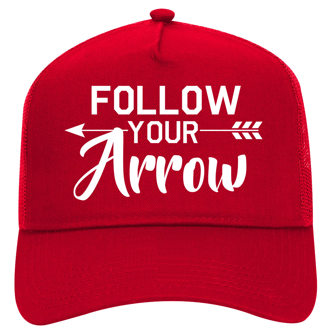 Follow Your Arrow Mens Mesh Trucker Hat Red