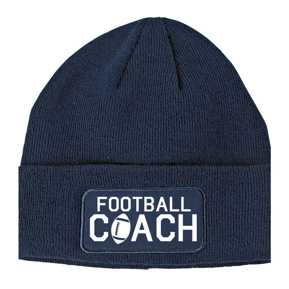 Football Coach Sports Winter Knit Adult Beanie Hat Navy Blue