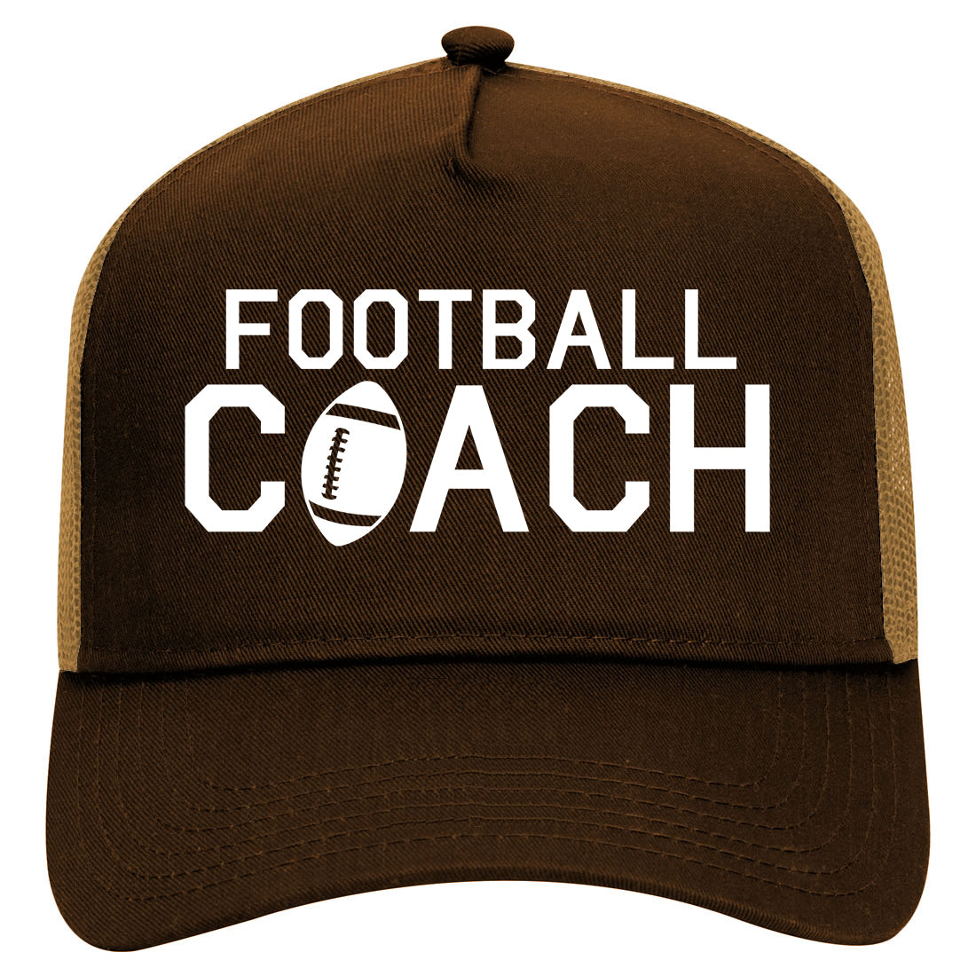Football Coach Sports Mens Mesh Trucker Hat Brown