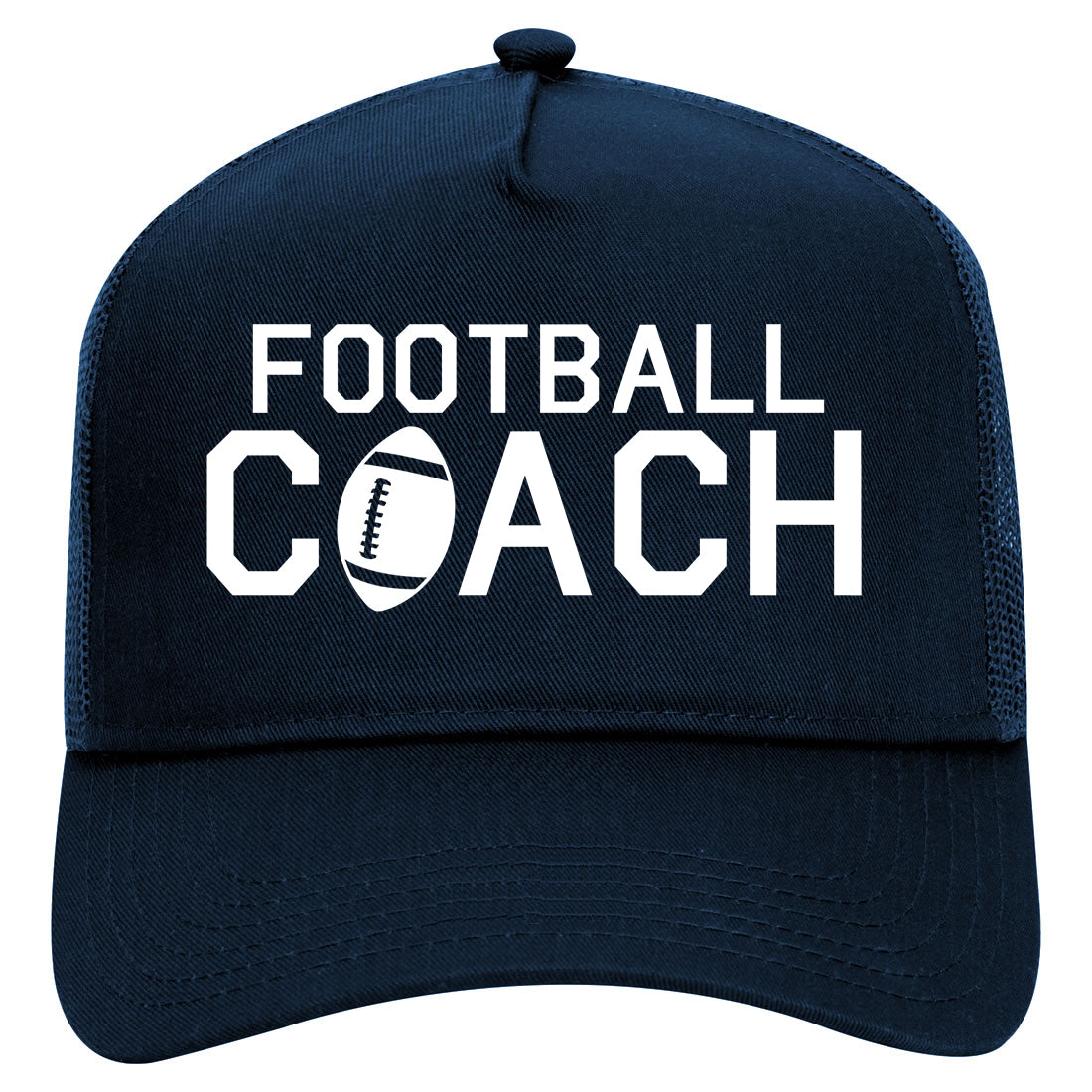 Football Coach Sports Mens Mesh Trucker Hat Navy Blue