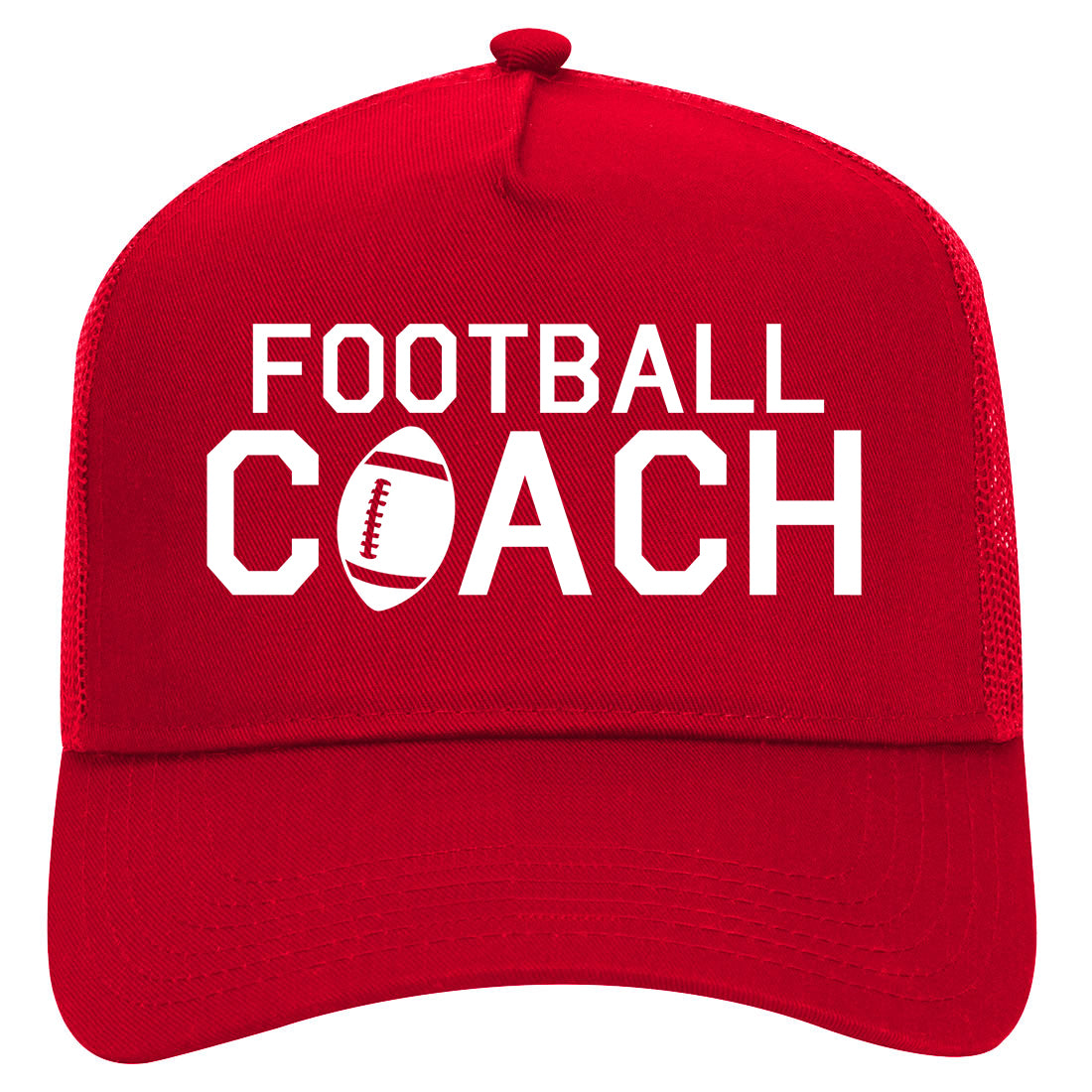 Football Coach Sports Mens Mesh Trucker Hat Red