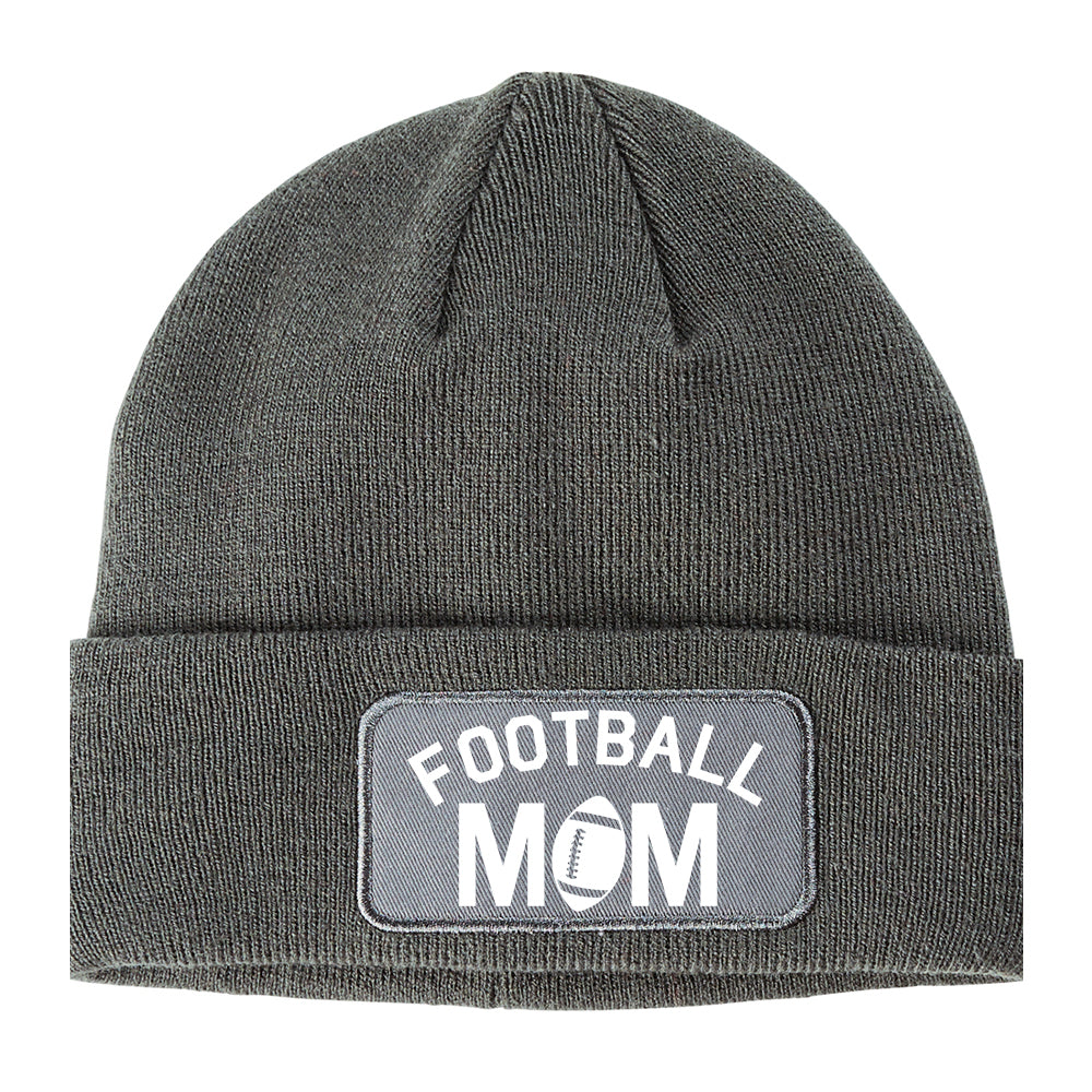 Football Mom Sports Winter Knit Adult Beanie Hat Grey