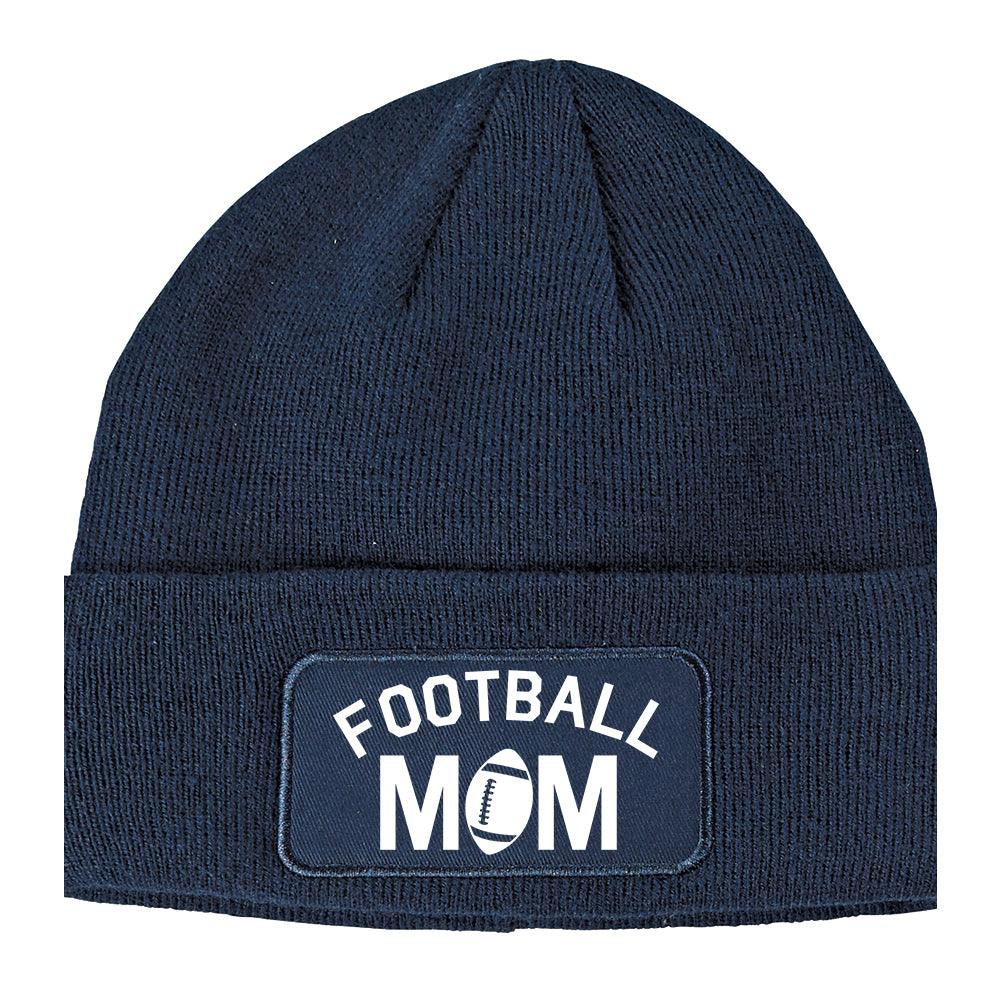 Football Mom Sports Winter Knit Adult Beanie Hat Navy Blue