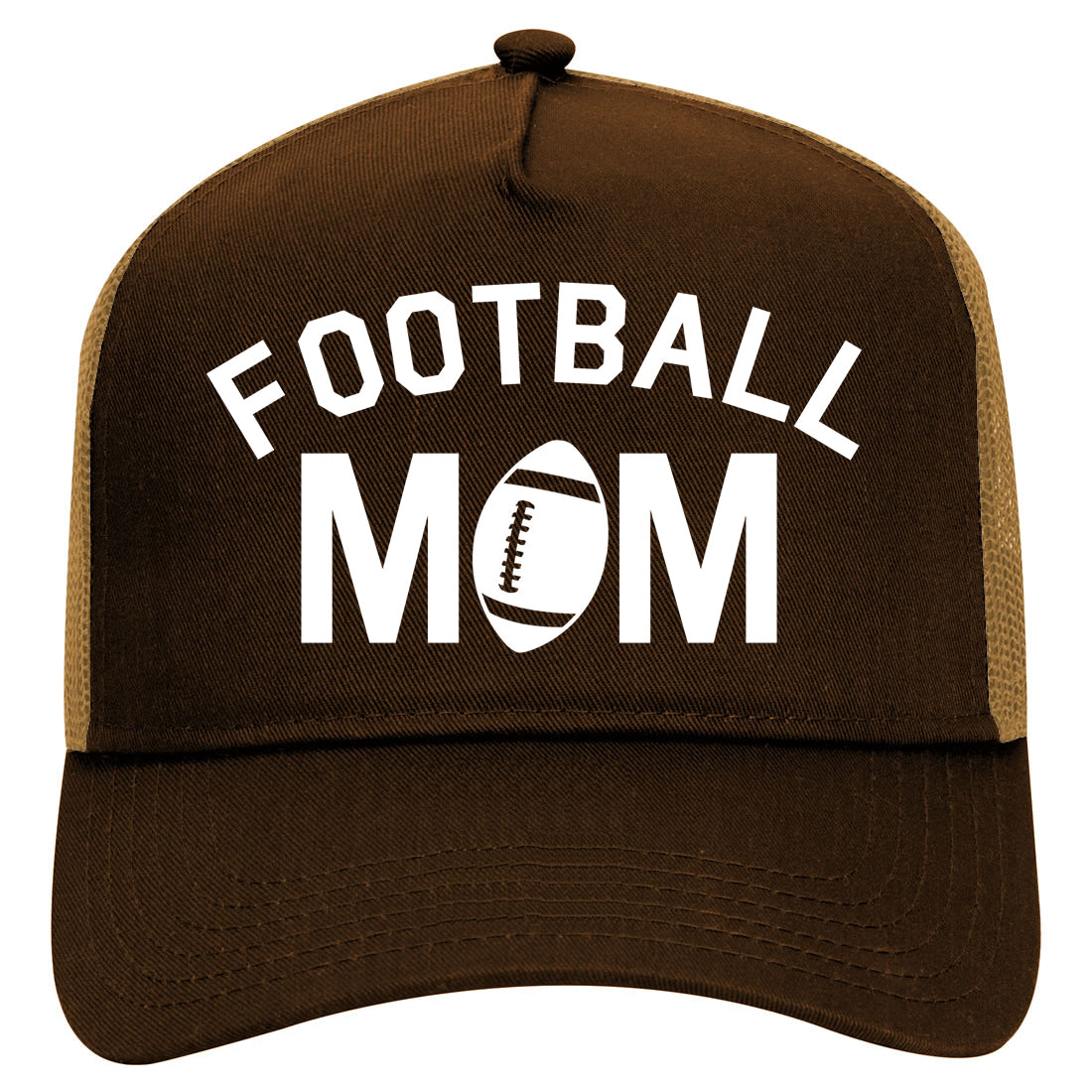 Football Mom Sports Mens Mesh Trucker Hat Brown