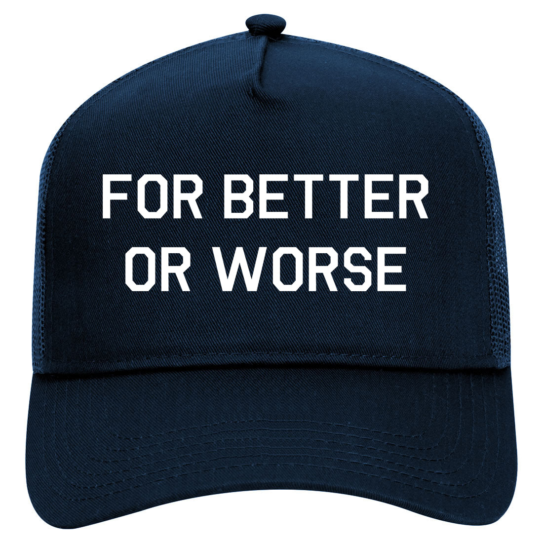 For Better Or Worse Mens Mesh Trucker Hat Navy Blue