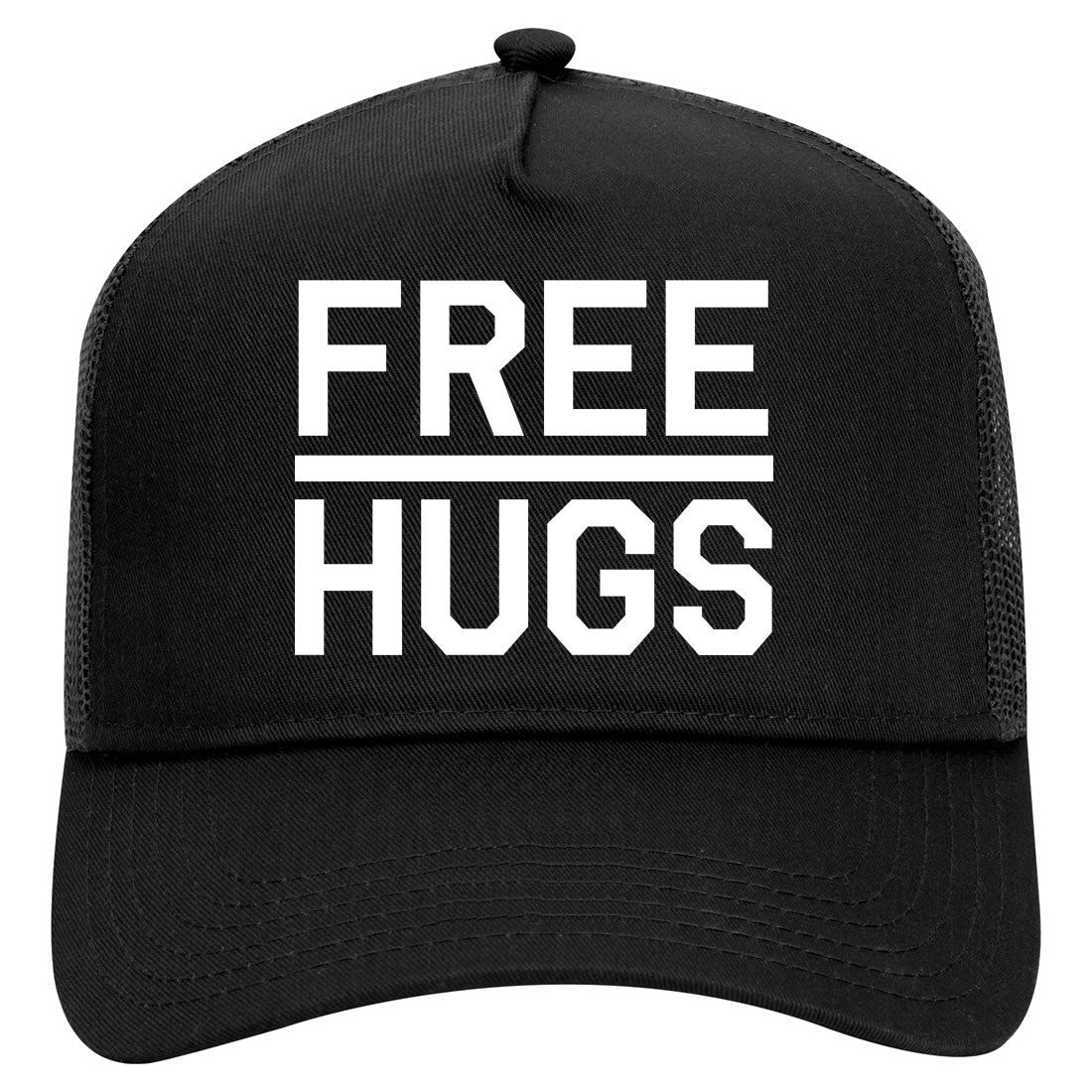 Free Hugs Funny Mens Mesh Trucker Hat Black