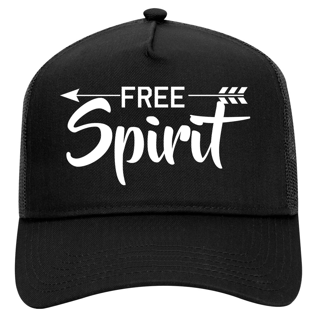 Free Spirit Arrow Mens Mesh Trucker Hat Black