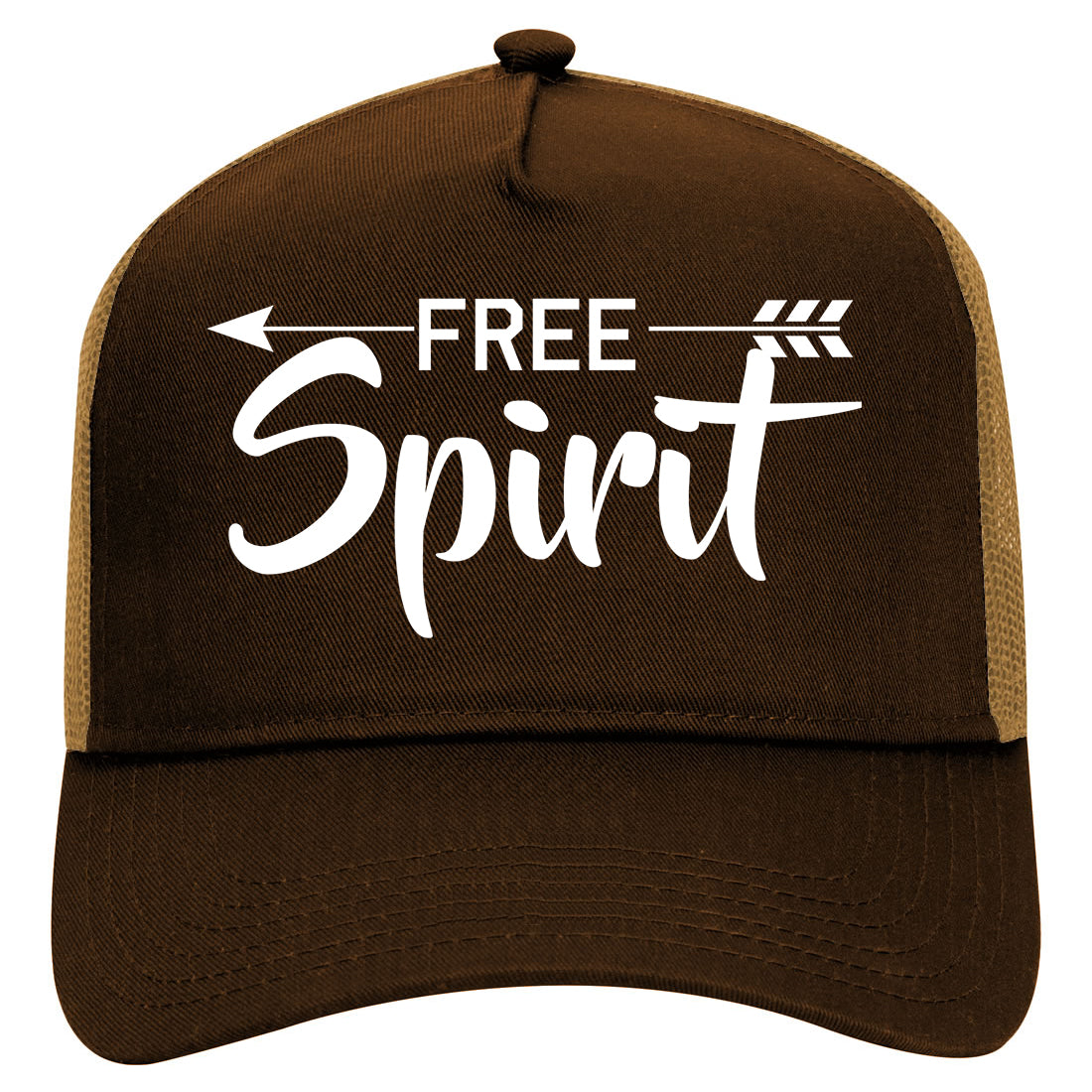 Free Spirit Arrow Mens Mesh Trucker Hat Brown