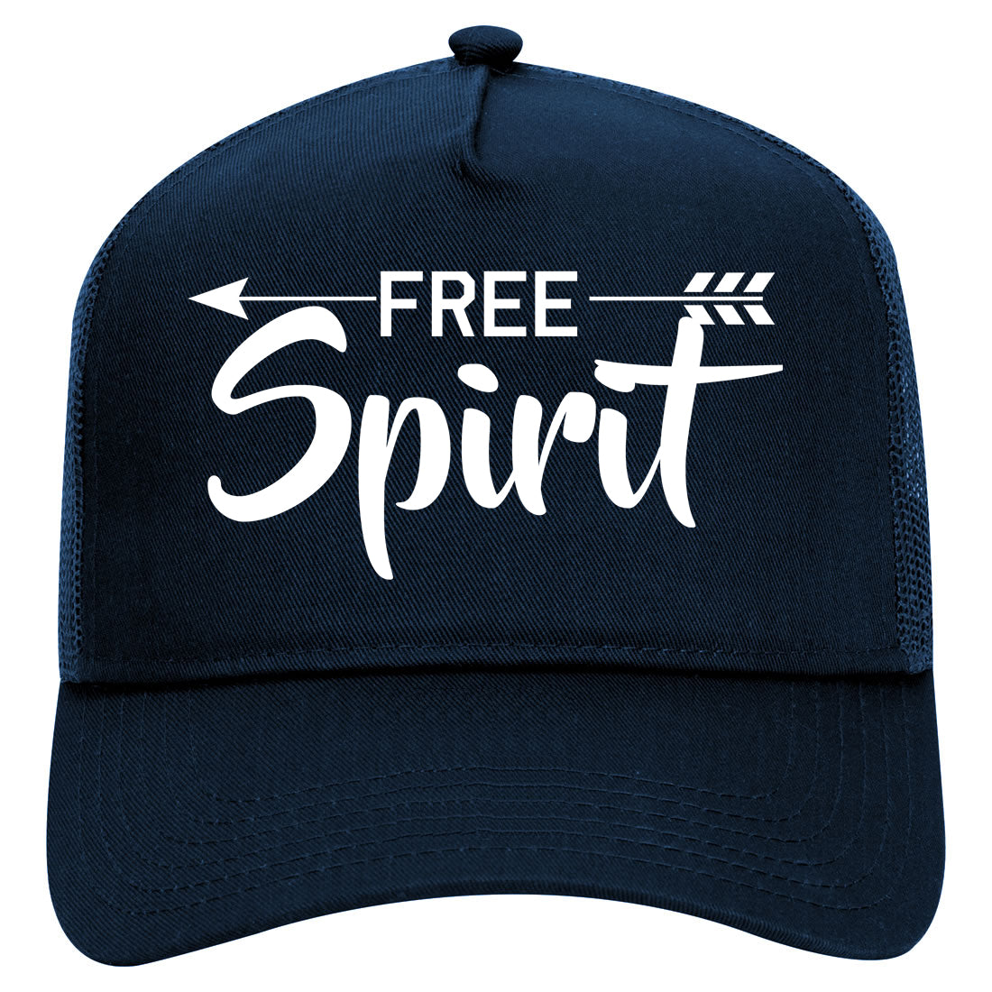 Free Spirit Arrow Mens Mesh Trucker Hat Navy Blue