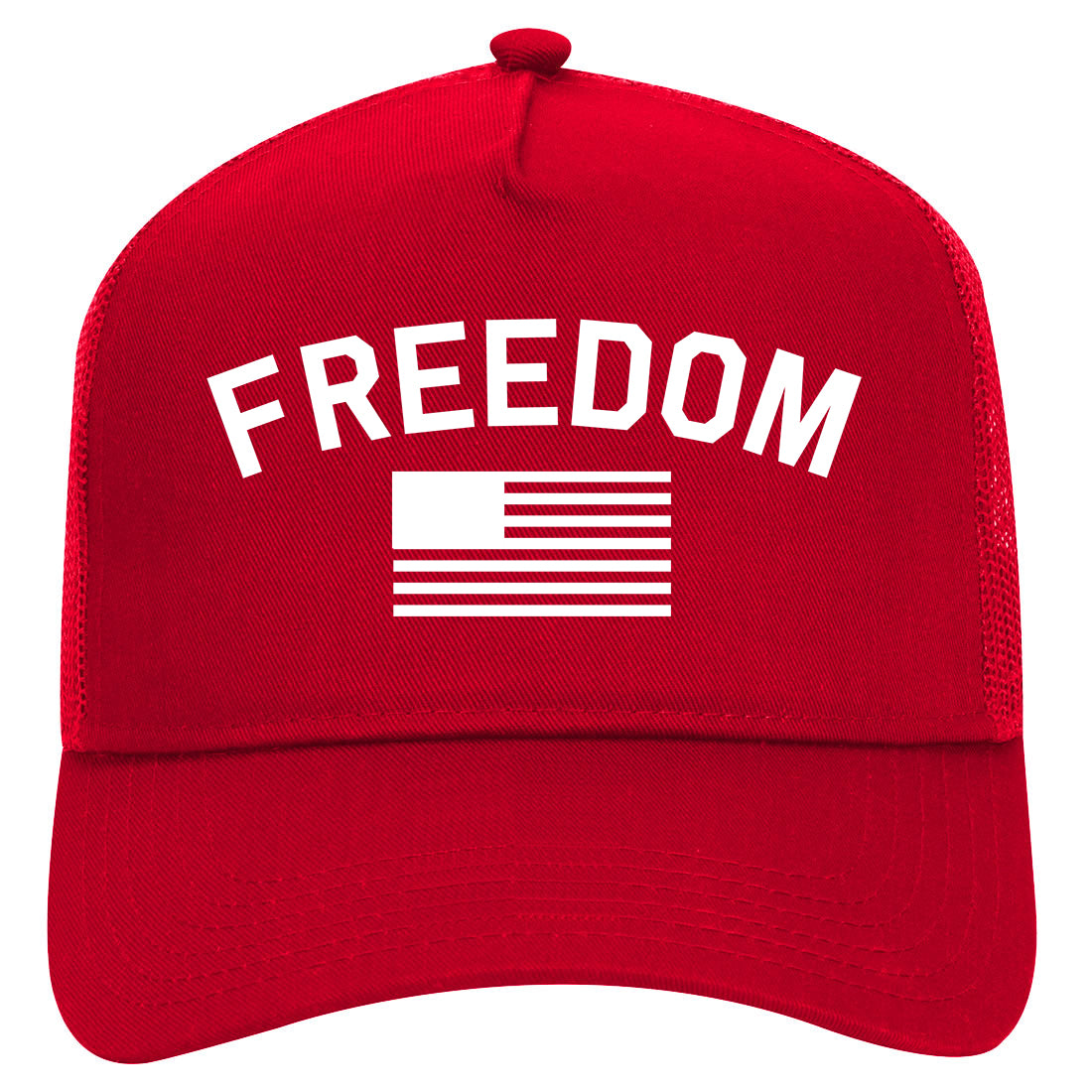 Freedom American Flag Black And White Mens Mesh Trucker Hat Red