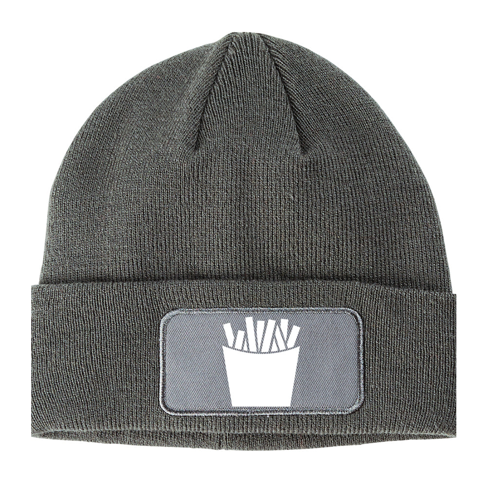 French Fry Fries Winter Knit Adult Beanie Hat Grey