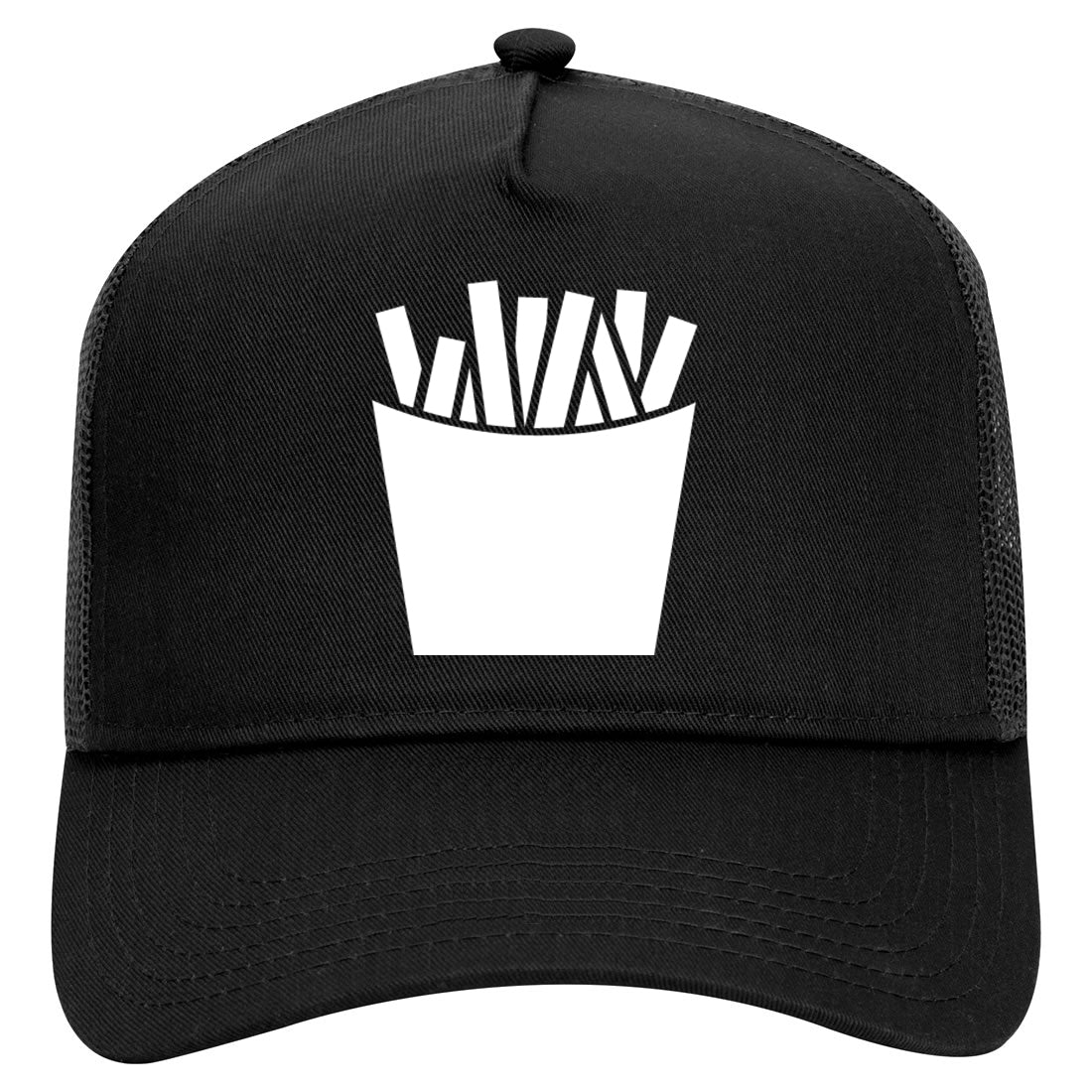 French Fry Fries Mens Mesh Trucker Hat Black