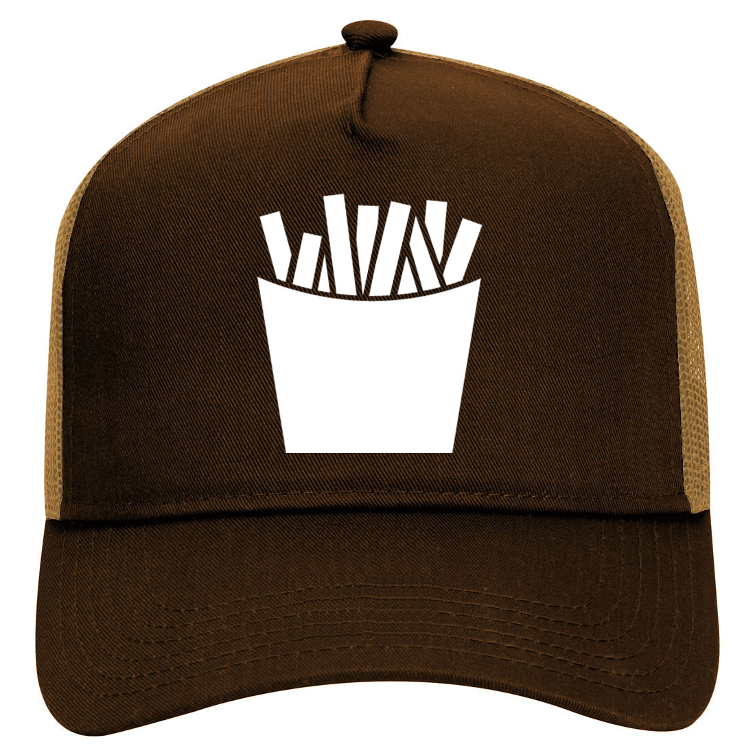 French Fry Fries Mens Mesh Trucker Hat Brown