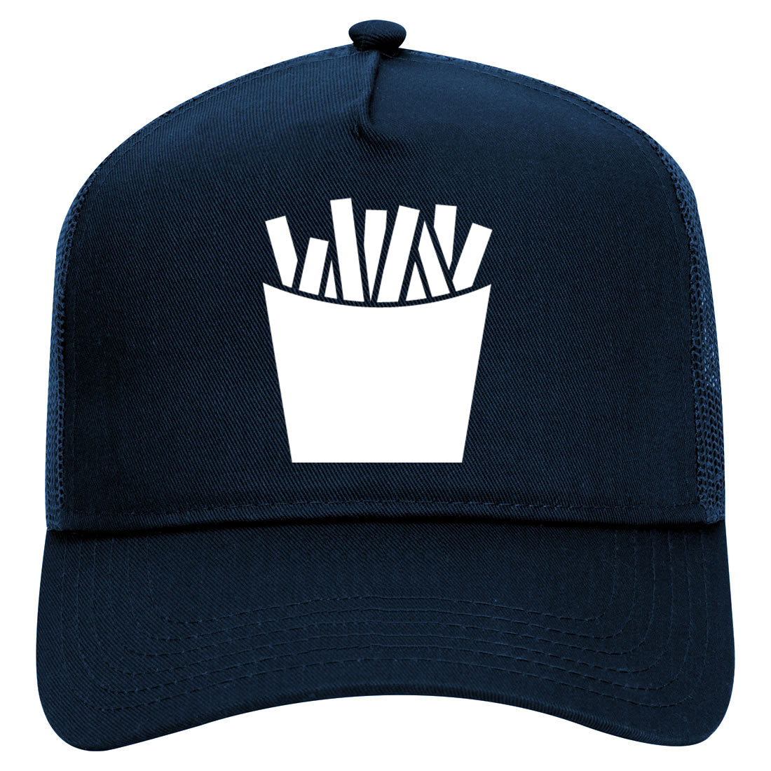 French Fry Fries Mens Mesh Trucker Hat Navy Blue