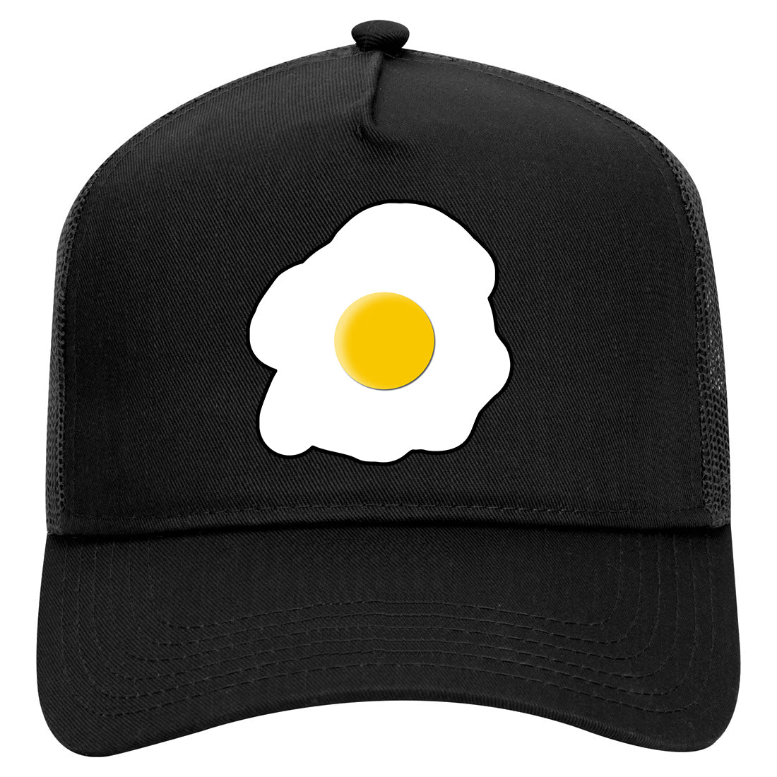 Fried Egg Breakfast Mens Mesh Trucker Hat Black