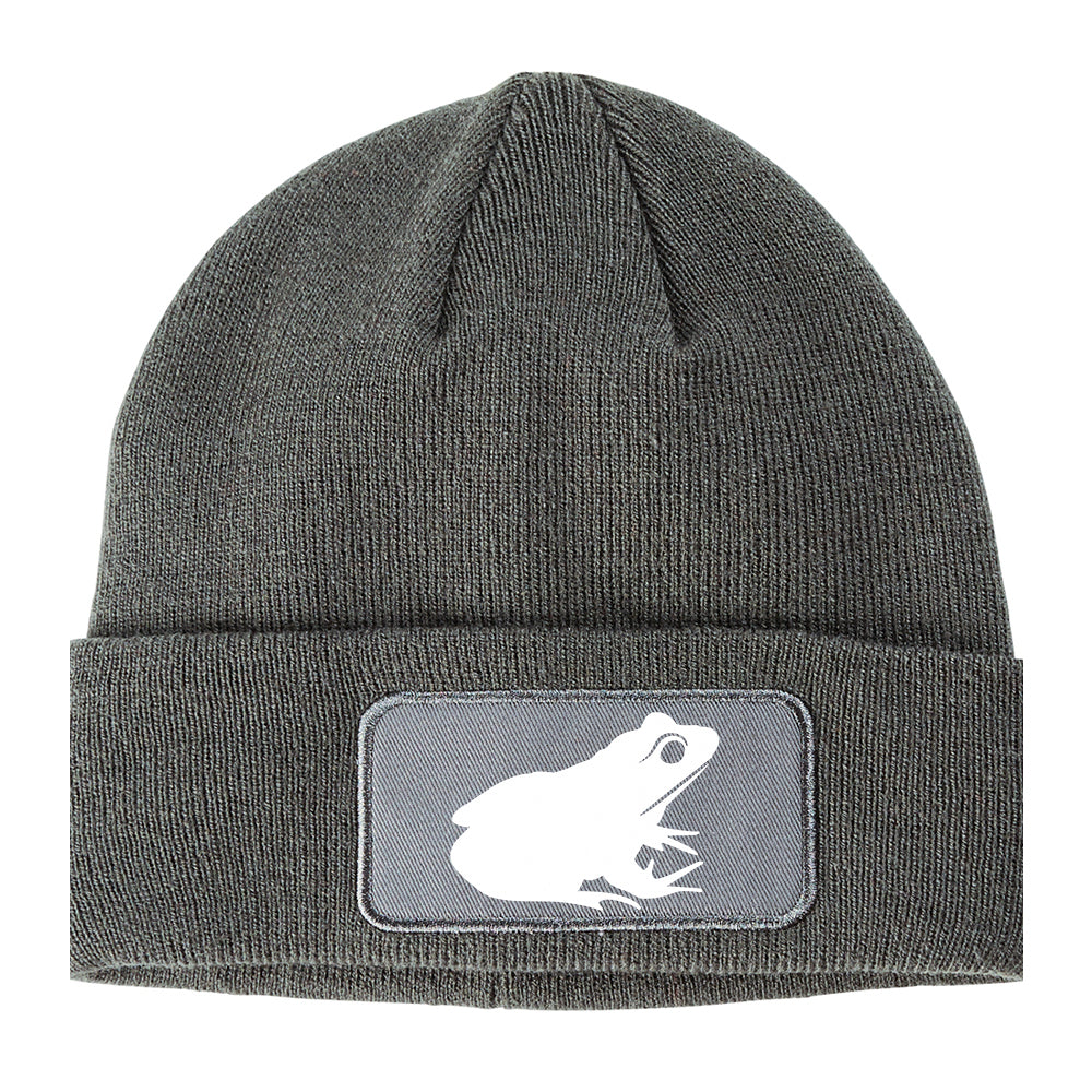 Frog Animal Winter Knit Adult Beanie Hat Grey