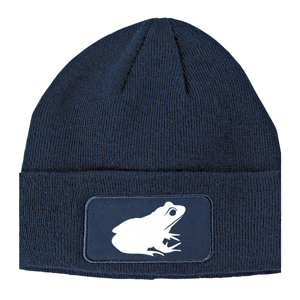 Frog Animal Winter Knit Adult Beanie Hat Navy Blue