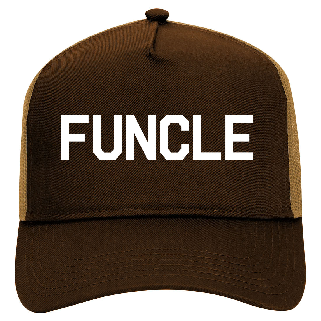 Funcle Fun Funny Uncle Mens Mesh Trucker Hat Brown