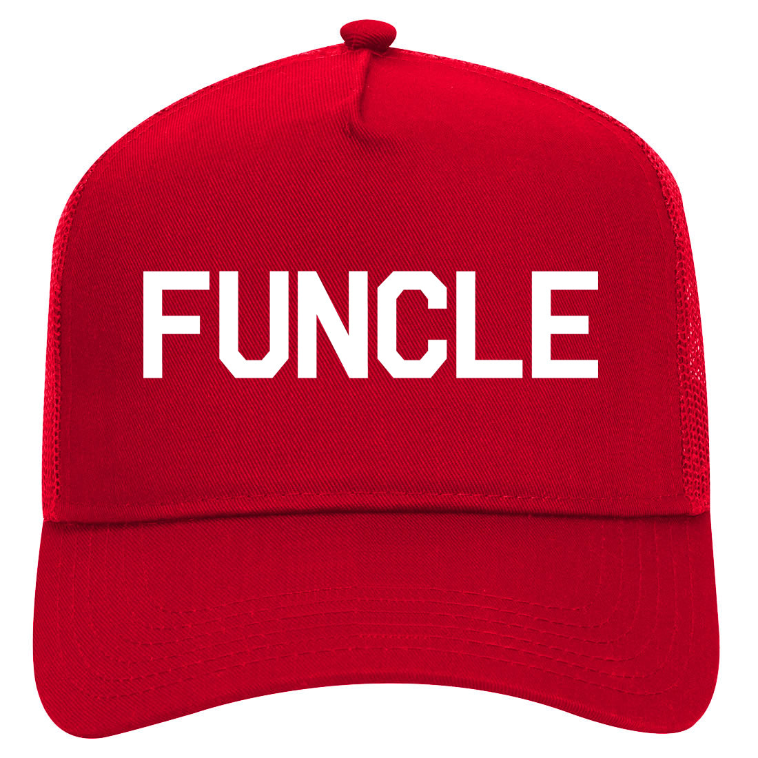 Funcle Fun Funny Uncle Mens Mesh Trucker Hat Red