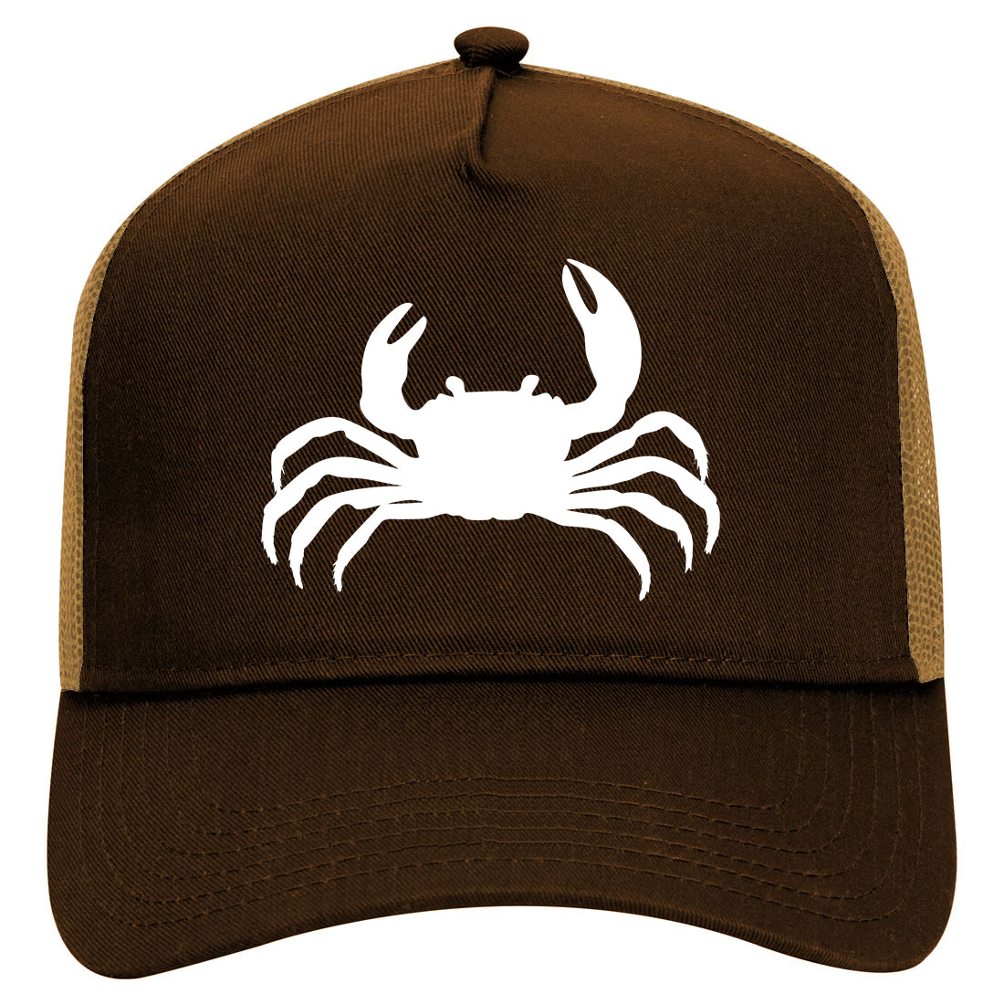 Funny Crab Mens Mesh Trucker Hat Brown