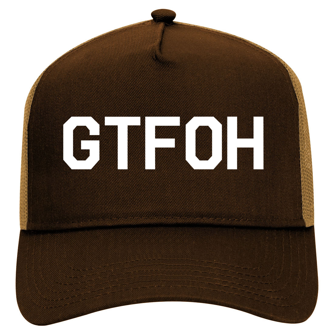 GTFOH Mens Mesh Trucker Hat Brown